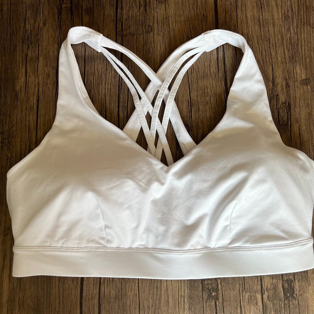 Ideology Performance Low Impact Strappy Sports Bra White 1X NWOT